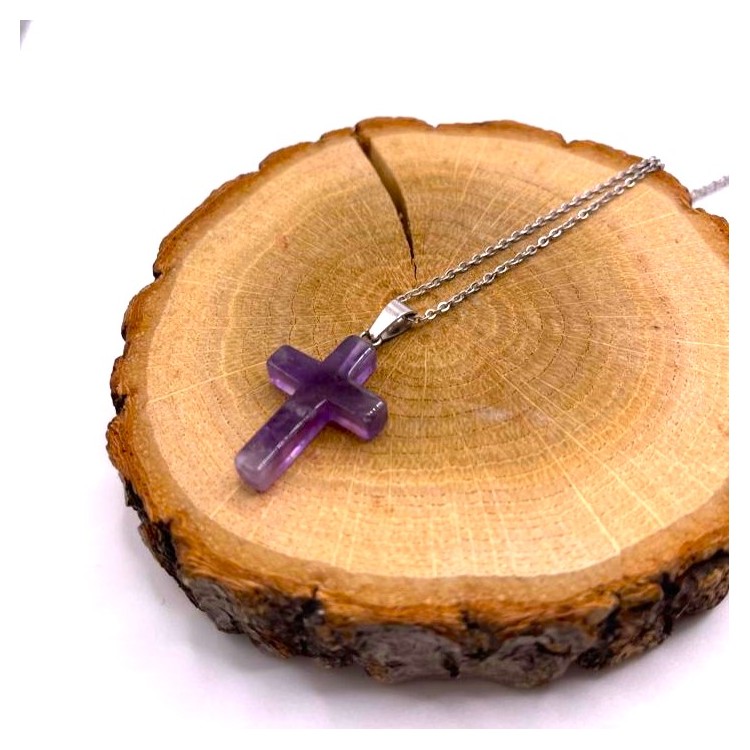 Pendentif Croix Améthyste