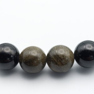 Bracelet Obsidienne Dorée 8mm