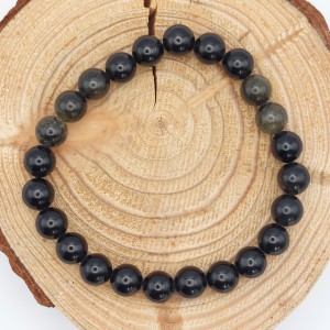 Bracelet Obsidienne Dorée 8mm