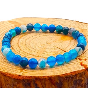 Bracelet Agate Bleue perles 6mm