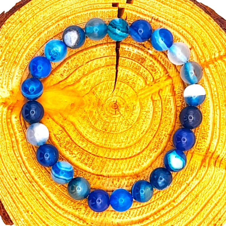 Bracelet Agate Bleue perles 8mm