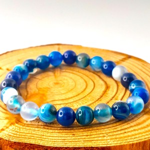 Bracelet Agate Bleue perles 8mm