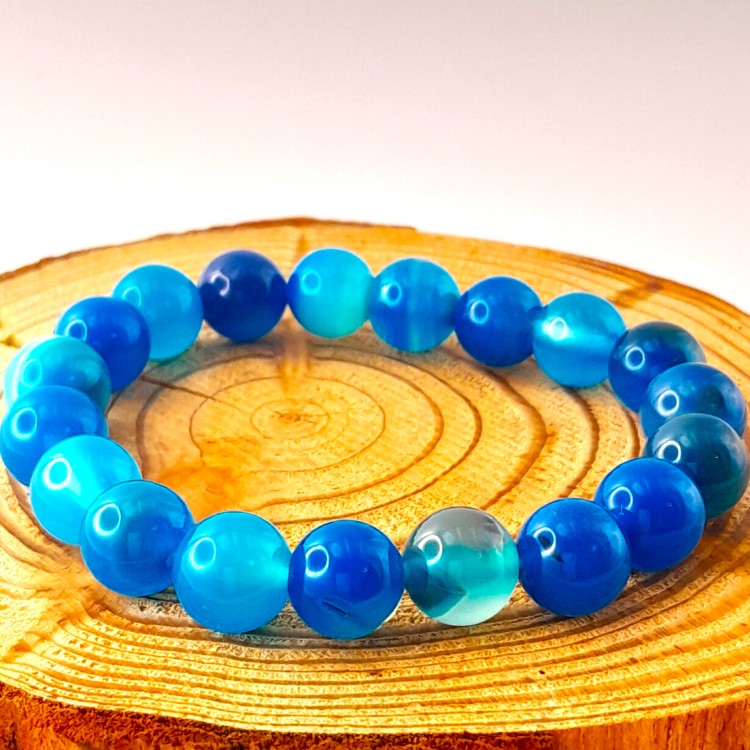 Bracelet Agate bleu 10mm