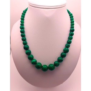 Collier Malachite cascade de perles 40-45 centimétres