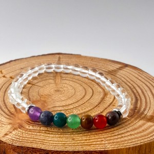 Bracelet 7 Chakras + Cristal de Roche 6mm