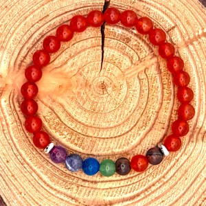 Bracelet 7 Chakras + Cornaline 6mm