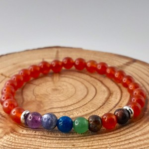 Bracelet 7 Chakras + Cornaline 6mm