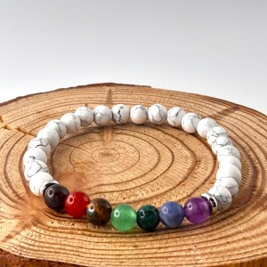 Bracelet 7 Chakras + Howlite 6mm