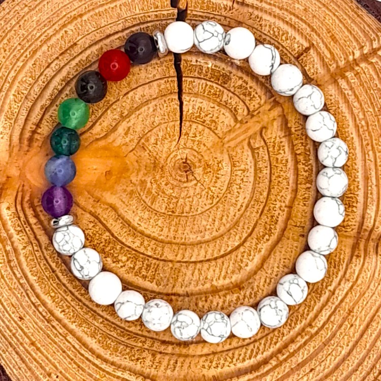 Bracelet 7 Chakras + Howlite 6mm