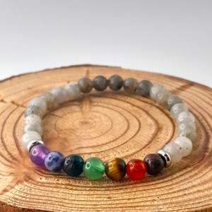 Bracelet 7 Chakras + Labradorite 6mm