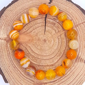 Bracelet Agate Orange perles 10mm