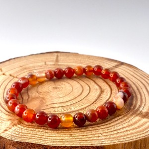 Bracelet Agate Orange perles 6mm