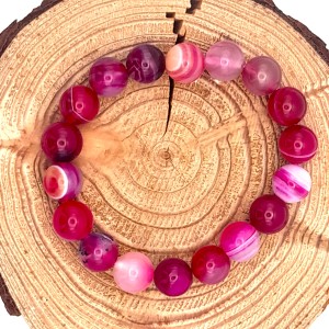 Bracelet Agate Rose perles 10mm