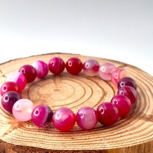 Bracelet Agate Rose perles 10mm