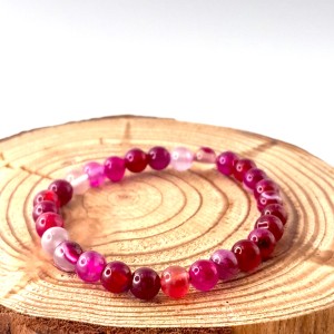 Bracelet Agate Rose perles 6mm