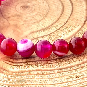 Bracelet Agate Rose perles 6mm