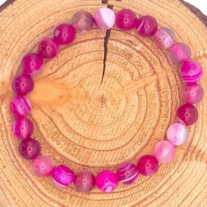 Bracelet Agate Rose perles 8mm