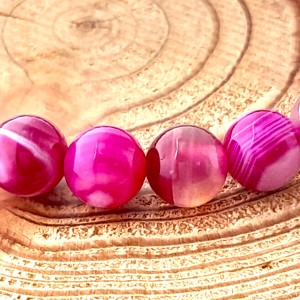 Bracelet Agate Rose perles 8mm