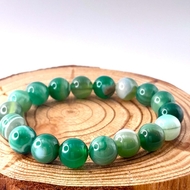 Bracelet Agate Verte perles 10mm