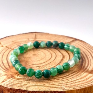 Bracelet Agate Verte perles 6mm