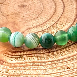 Bracelet Agate Verte perles 6mm