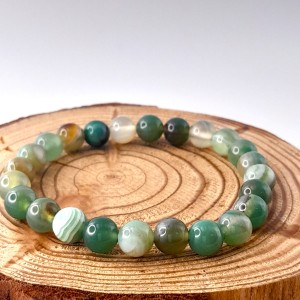 Bracelet Agate Verte perles 8mm