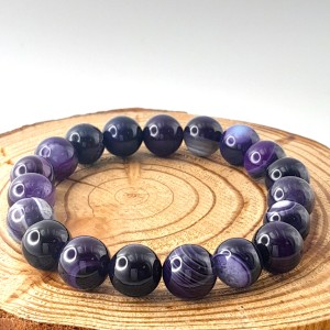 Bracelet Agate Violette perles 10mm