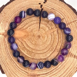 Bracelet Agate Violette perles 8mm