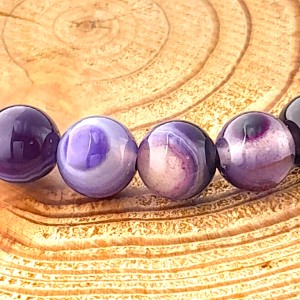 Bracelet Agate Violette perles 8mm