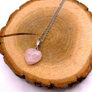 Pendentif Coeur Quartz rose