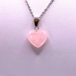 Pendentif Coeur Quartz rose